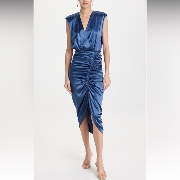 🔴 SOLD Veronica Beard Steel Blue Silk Dress - Picture 4 of 14